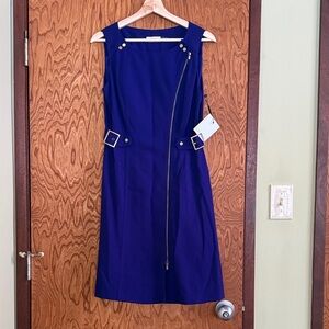 Calvin Klein Blue-purple Midi Dress with Gold Accents